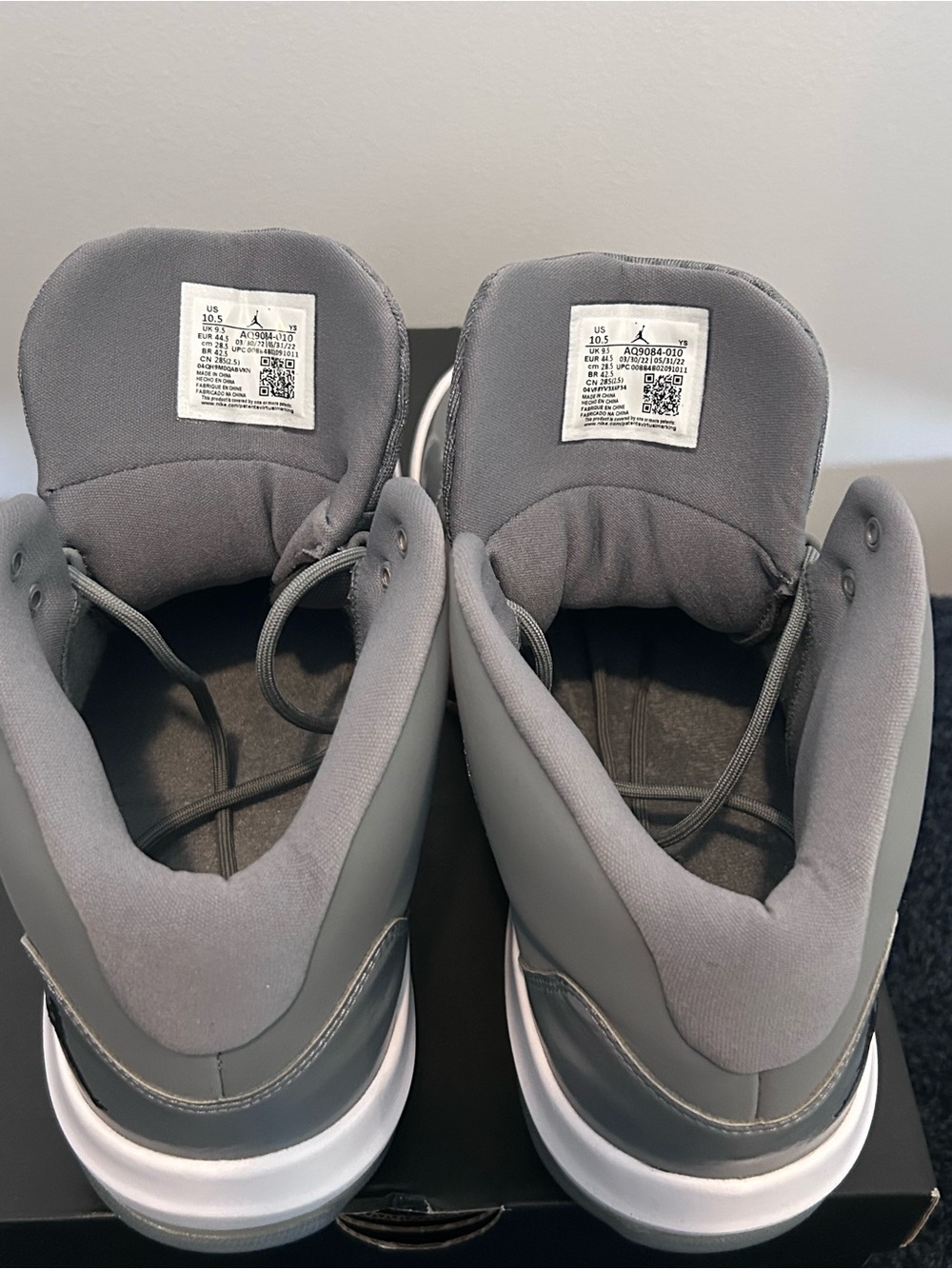 Jordan Men's Athletic Shoes - Gray Patent and White Midsole - Picture 6 of 7